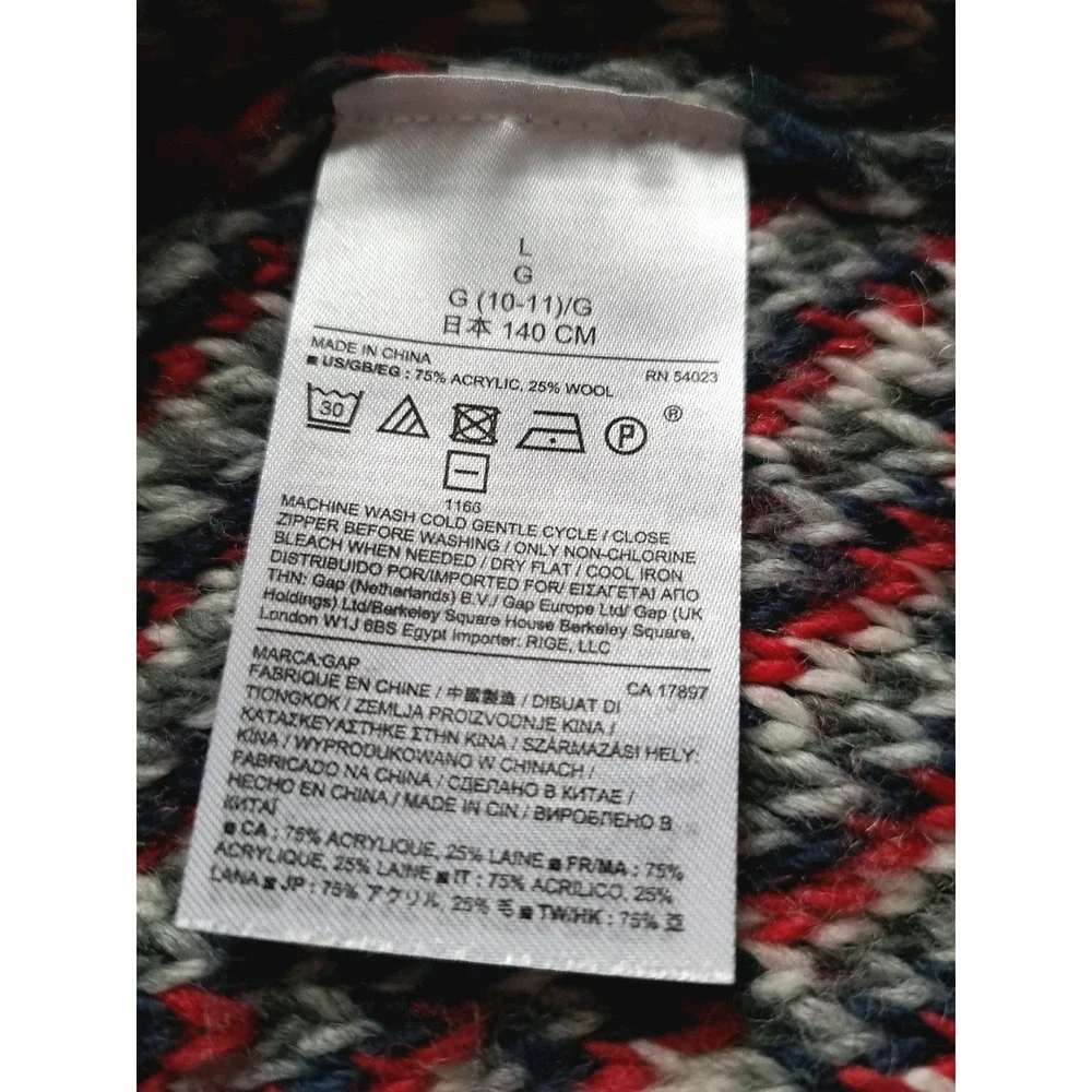 GapKids  Girl's Knit Winter Zip Up Long Sleeve Wool Blend Cardigan Sweater L 10